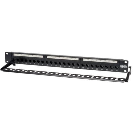 Tripp Lite 24-Port Cat5e Cat5 Feedthrough Patch Panel Rackmount 1URM RJ45 Ethernet TAA N054-024