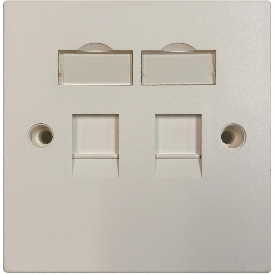 Tripp Lite by Eaton 2-Port UK-Style Keystone Wall Plate, Unloaded Shuttered Module, White N042U-W02-S