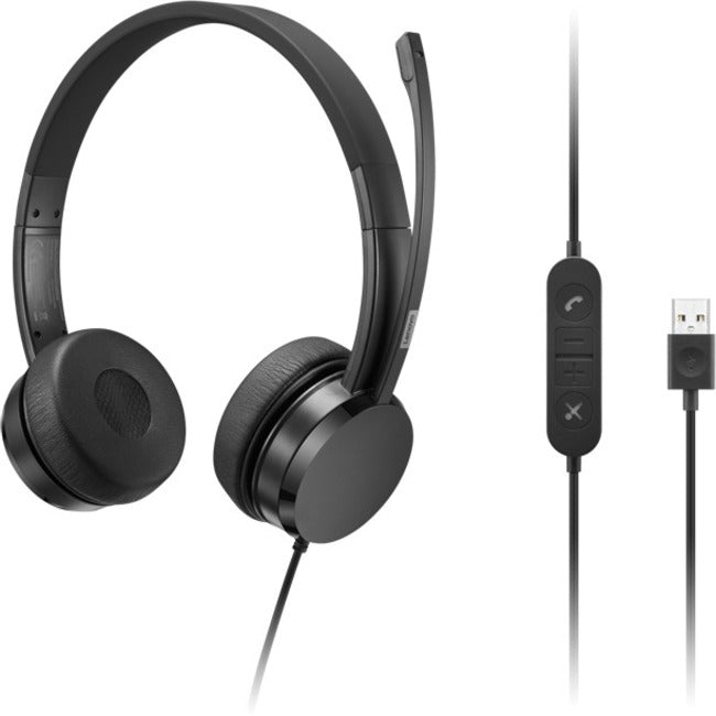 Lenovo USB-A Wired Stereo On-Ear Headset (with Control Box) 4XD1K18260