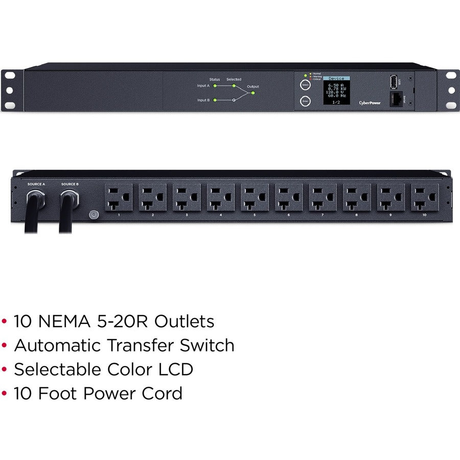 CyberPower Switched ATS PDU PDU24005 10-Outlets PDU PDU24002