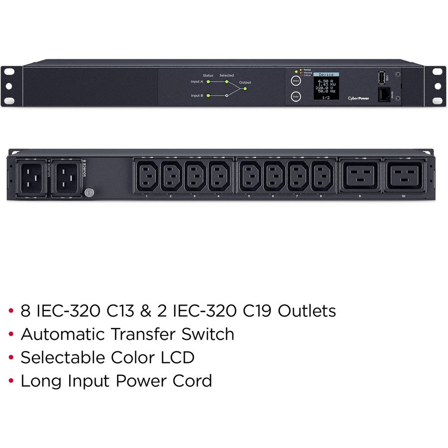 CyberPower Metered ATS PDU PDU24006 PDU 10 prises PDU24006