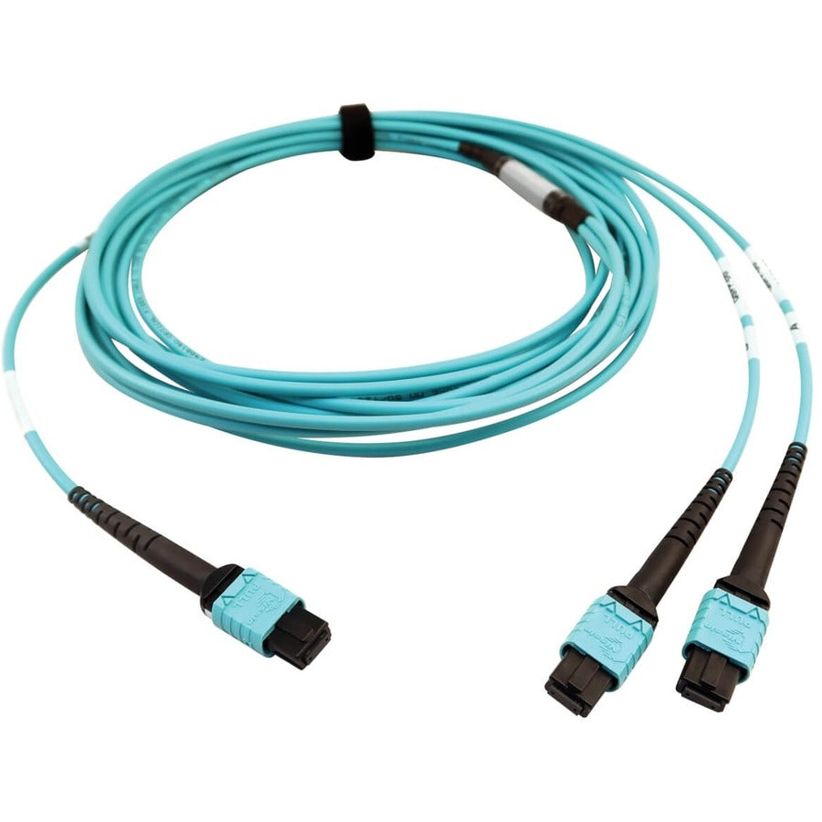 Tripp Lite by Eaton N846D-05M-24BAQ 400G Multimode 50/125 OM4 Fiber Optic Cable, Aqua, 5 m N846D-05M-24BAQ