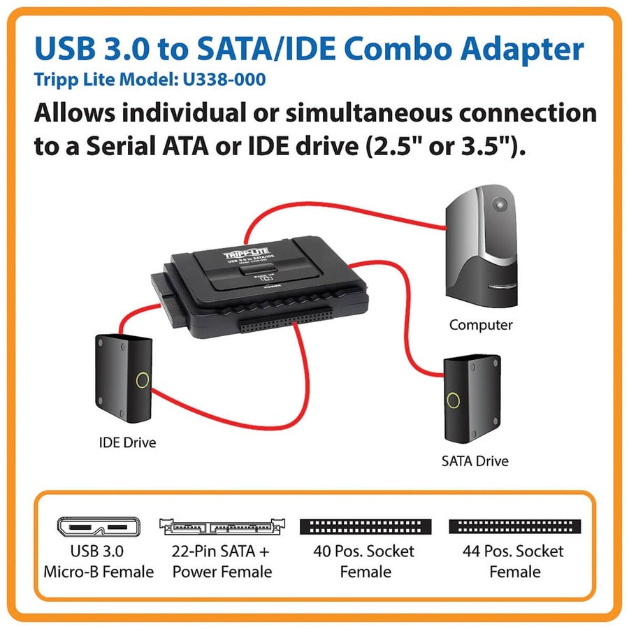 Adaptateur combiné Tripp Lite par Eaton USB 3.0 vers SATA/IDE U338-000