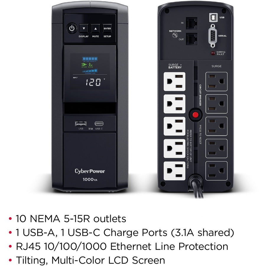 CyberPower CyberPower CP1000PFCLCDTAA TAA Compliant UPS System CP1000PFCLCDTAA