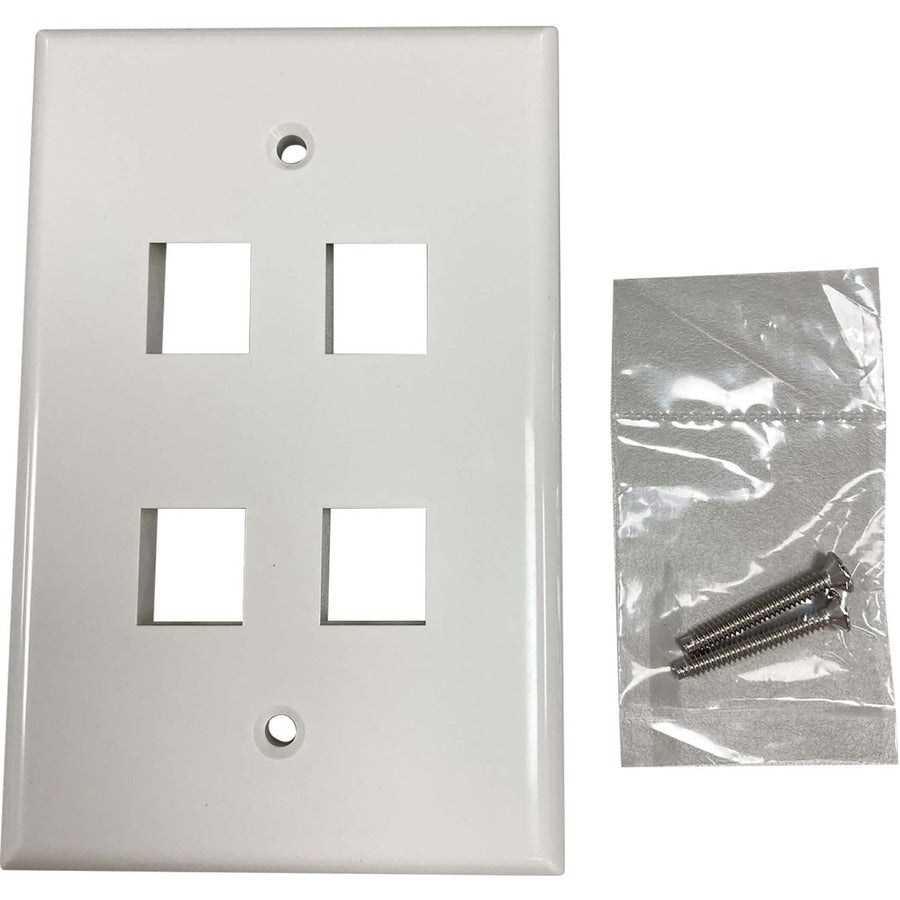 Tripp Lite by Eaton Safe-IT Plaque murale Keystone simple à 4 ports, antibactérienne, ivoire brillant, TAA N042AB-004-IVG