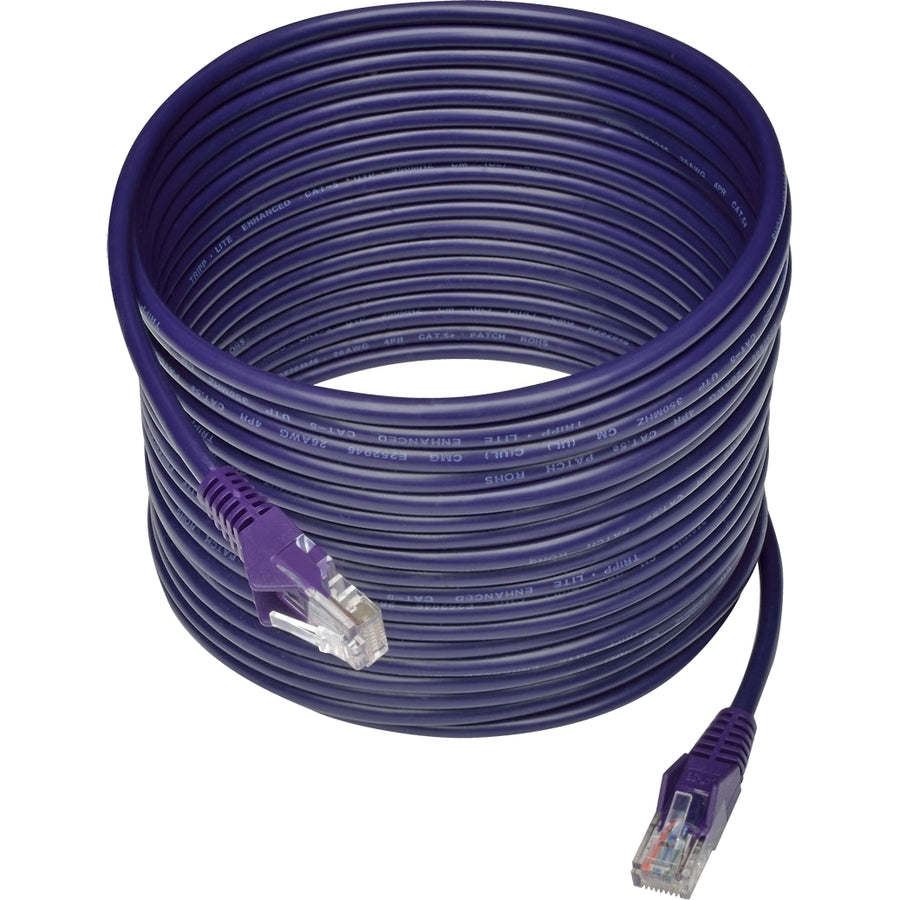 Tripp Lite by Eaton Cat5e 350 MHz Snagless Molded UTP Patch Cable (RJ45 M/M), Purple, 25 ft N001-025-PU