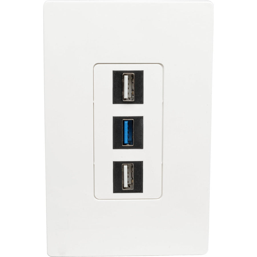 Tripp Lite by Eaton 3-Port Single-Gang Universal Keystone Wallplate, White N080-103