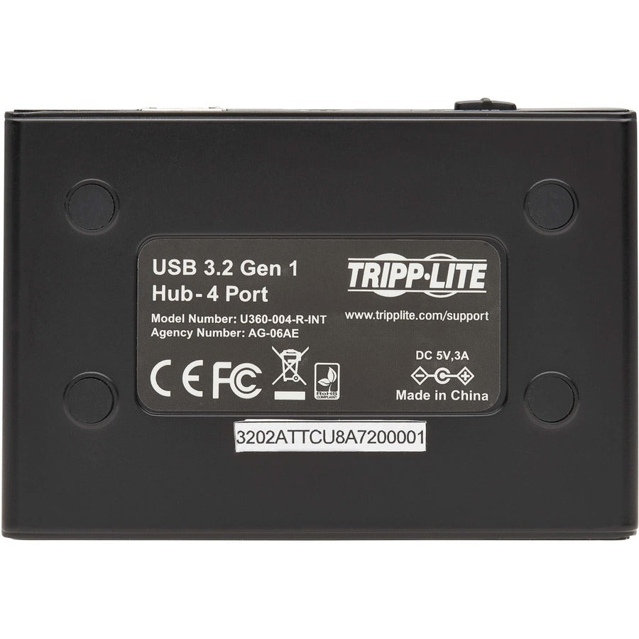 Tripp Lite by Eaton 4-Port USB-A Mini Hub - USB 3.2 Gen 1, International Plug Adapters U360-004-R-INT
