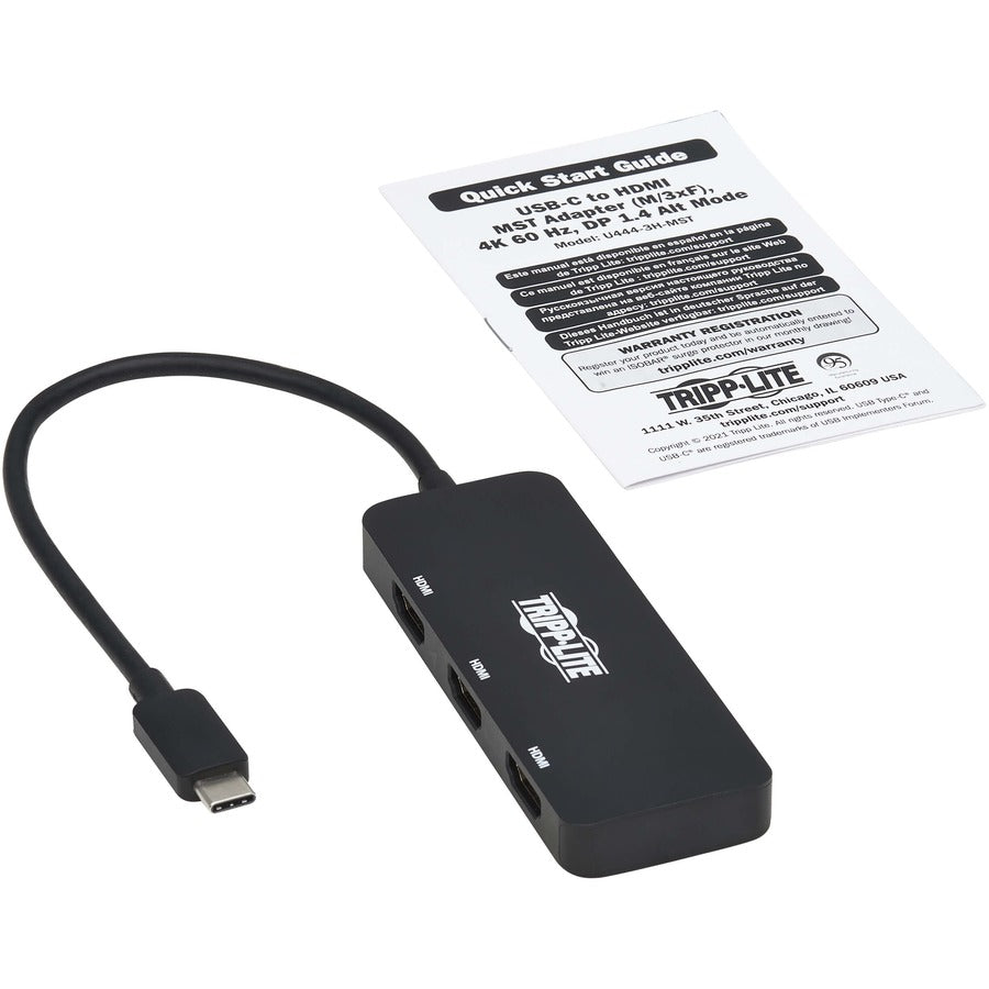 Tripp Lite by Eaton U444-3H-MST USB-C Adapter, Triple Display, Black U444-3H-MST