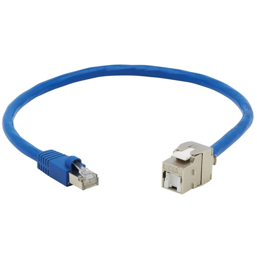 Tripp Lite by Eaton Cat6a Keystone Jack Cable Assembly, RJ45 M/F, 18 in., Blue N237A-F18N-WHSH