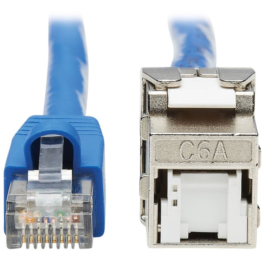 Tripp Lite by Eaton Cat6a Keystone Jack Cable Assembly, RJ45 M/F, 18 in., Blue N237A-F18N-WHSH