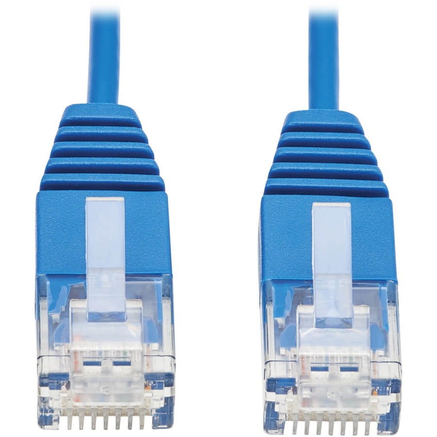 Tripp Lite by Eaton Câble Ethernet UTP moulé ultra fin certifié Cat6a 10G (RJ45 M/M), bleu, 0,3 m N261-UR01-BL