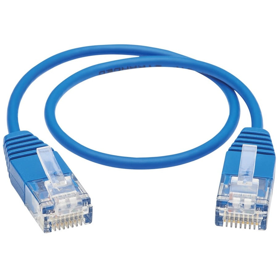 Tripp Lite by Eaton Câble Ethernet UTP moulé ultra fin certifié Cat6a 10G (RJ45 M/M), bleu, 0,3 m N261-UR01-BL