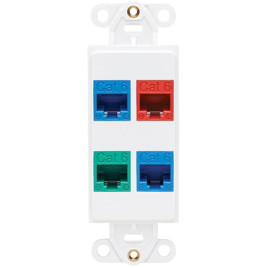 Insert de plaque centrale Tripp Lite by Eaton, style Decora – vertical, 4 ports N042D-004V-WH