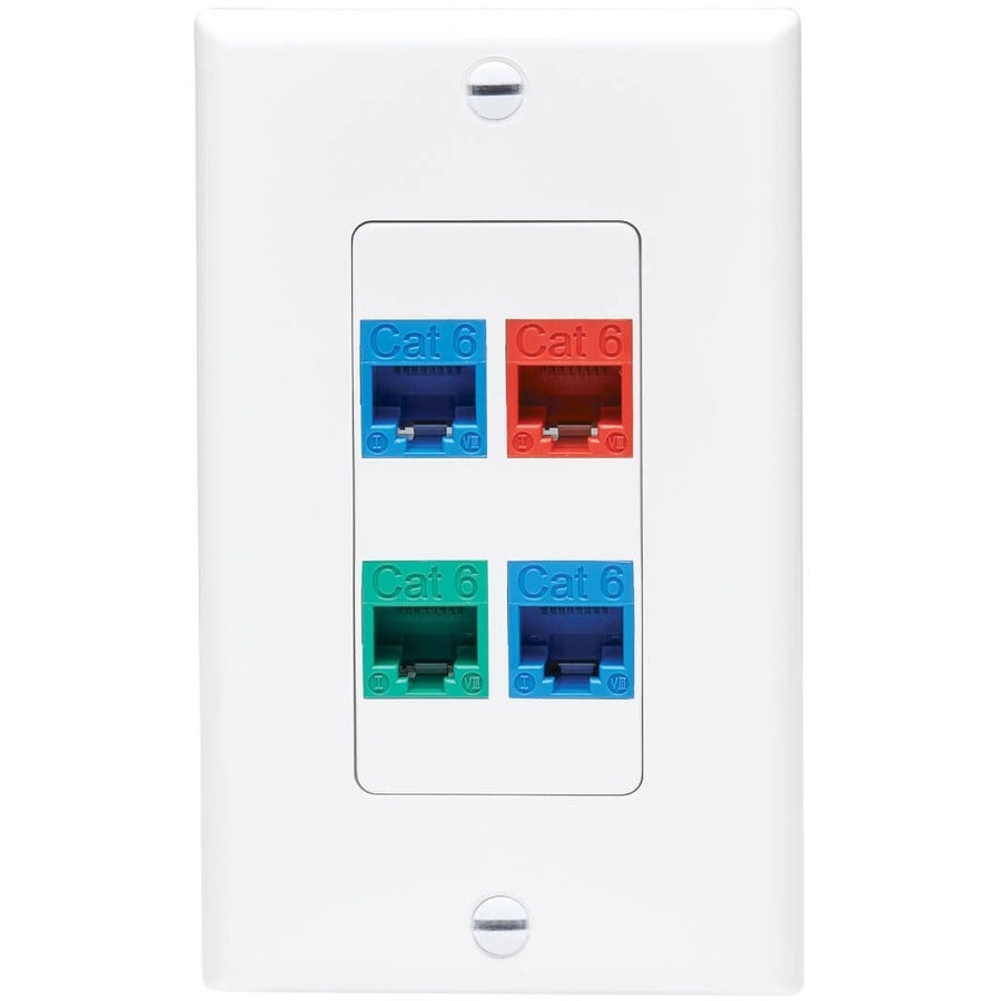 Insert de plaque centrale Tripp Lite by Eaton, style Decora – vertical, 4 ports N042D-004V-WH