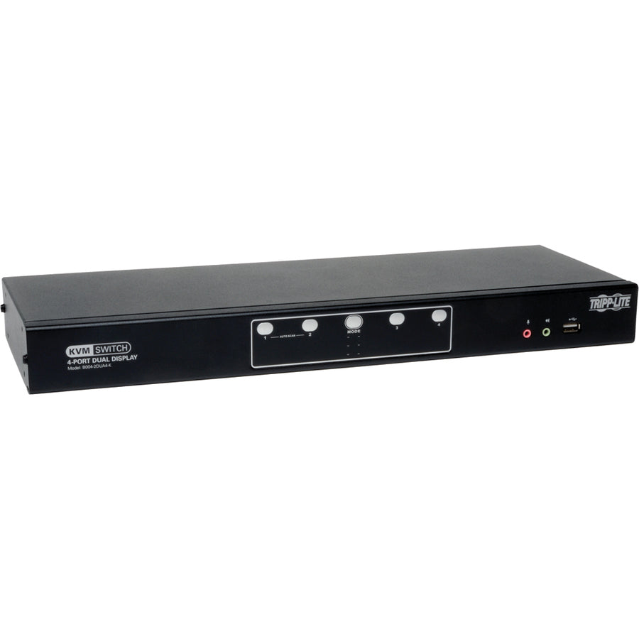 Tripp Lite by Eaton 4-Port Dual Monitor DVI KVM Switch with Audio and USB 2.0 Hub, Cables included B004-2DUA4-K