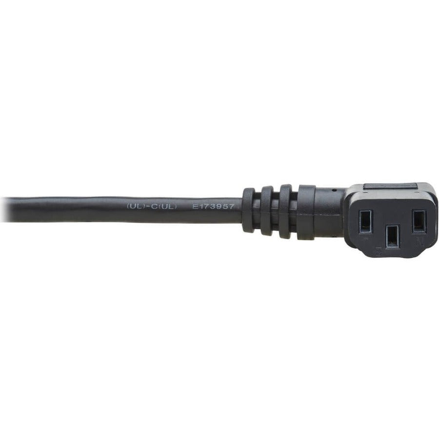 Tripp Lite 2ft Computer Cord Extension Cable C14 to Left Angle C13 10A 18AWG 2' P004-002-13LA