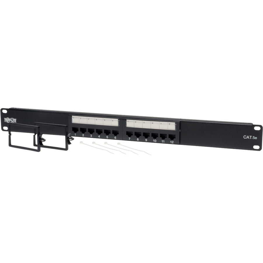 Panneau de brassage Tripp Lite 12 ports Cat5e Cat5 monté en rack 568B 110 Punch 1URM TAA N052-012