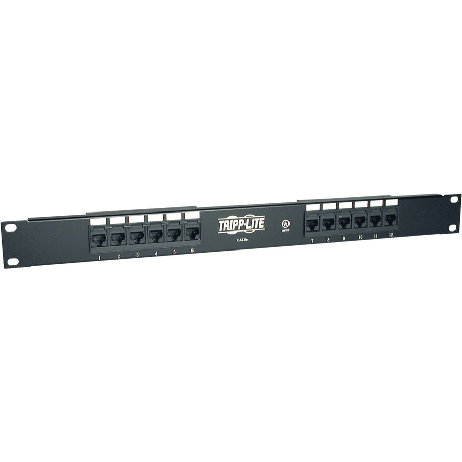 Panneau de brassage Tripp Lite 12 ports Cat5e Cat5 monté en rack 568B 110 Punch 1URM TAA N052-012