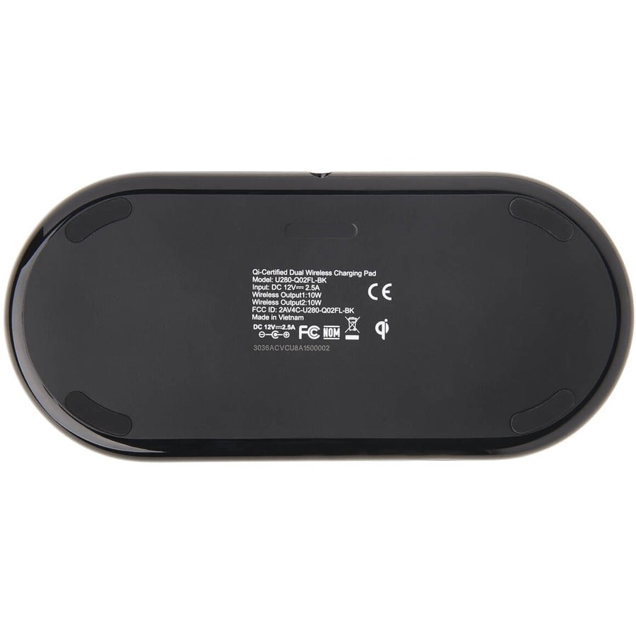 Tripp Lite by Eaton Dual Wireless Charging Pad, Qi-Certified, Black U280-Q02FL-BK