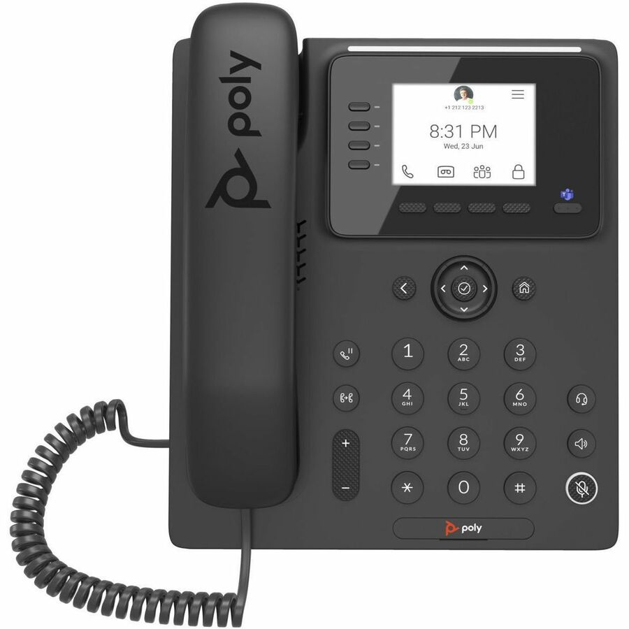 Poly CCX 350 IP Phone - Corded - Corded - Desktop, Wall Mountable - Black 8F3G3AA#ABA