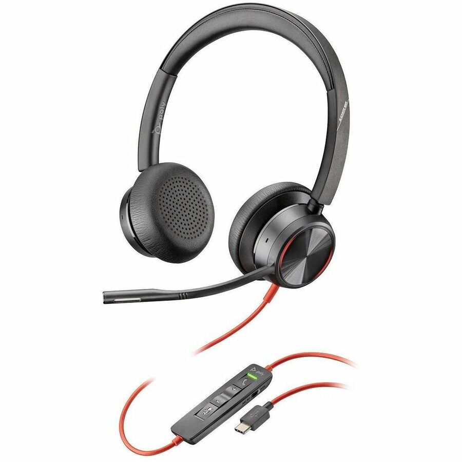 Casque stéréo USB-C certifié Poly Blackwire 8225 Microsoft Teams + adaptateur USB-C/A 8X225AA