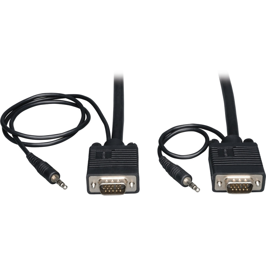 Tripp Lite 30ft SVGA / VGA Coax Monitor Cable with Audio and RGB High Resolution HD15 3.5mm M/M 30' P504-030
