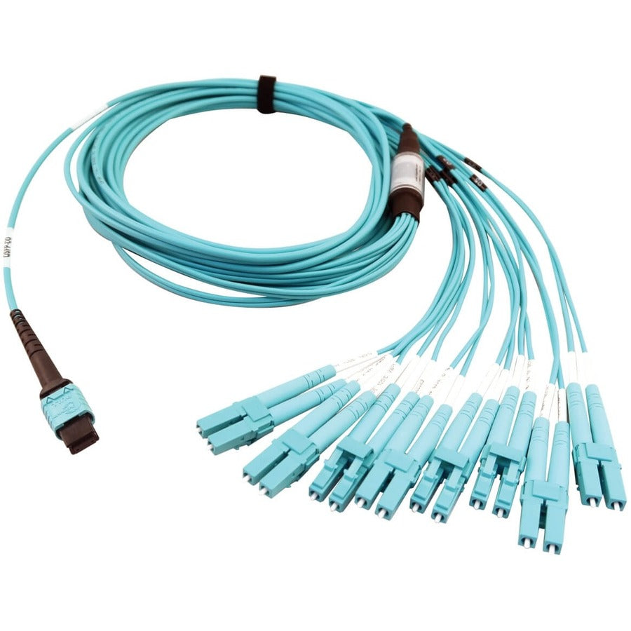 Tripp Lite by Eaton N846D-05M-24CAQ 400G Multimode 50/125 OM4 Fiber Optic Cable, Aqua, 5 m N846D-05M-24CAQ