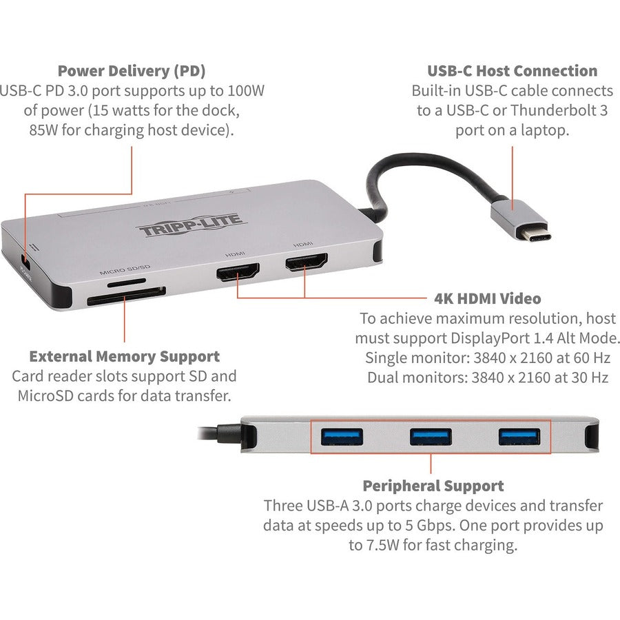 Station d'accueil Tripp Lite par Eaton U442-DOCK8-GG U442-DOCK8-GG