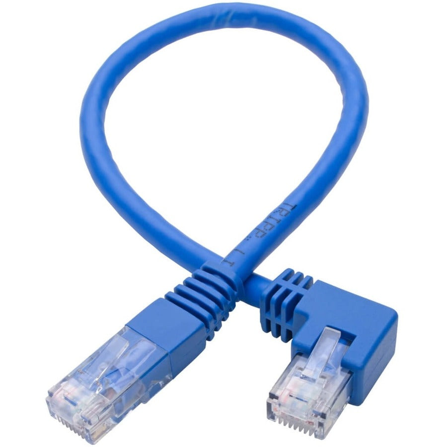 Tripp Lite by Eaton Left-Angle Cat6 UTP Patch Cable (RJ45) - 1 ft., M/M, Gigabit, Molded, Blue N204-001-BL-LA