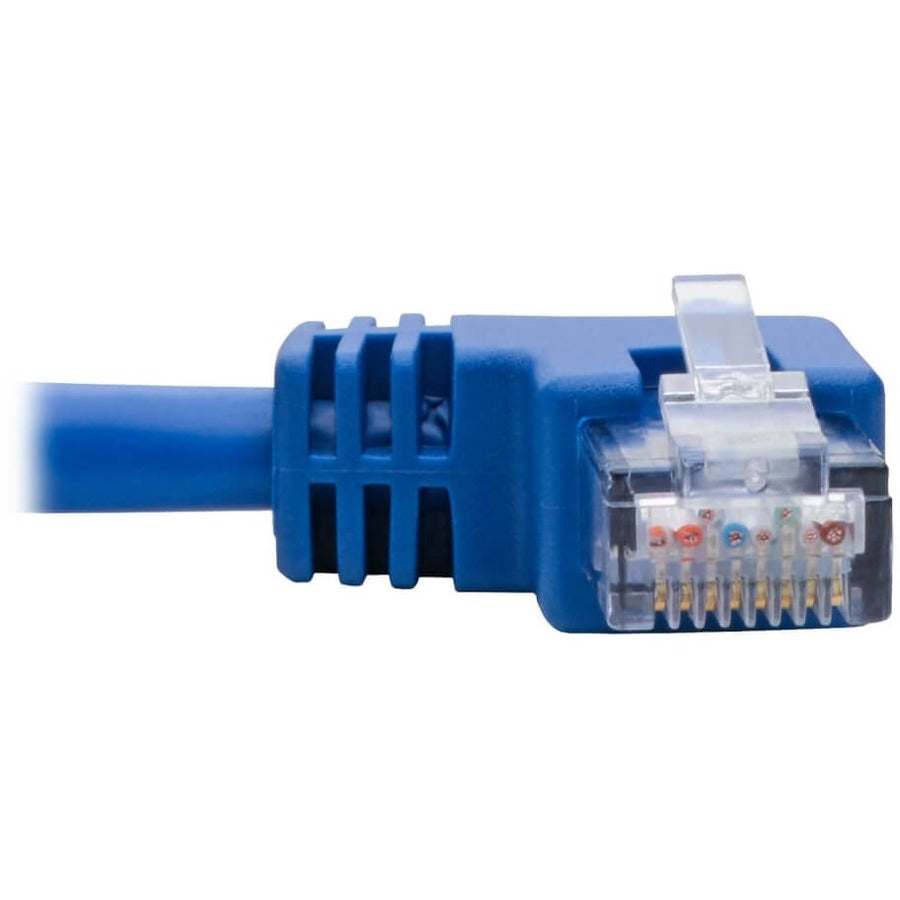 Tripp Lite by Eaton Left-Angle Cat6 UTP Patch Cable (RJ45) - 1 ft., M/M, Gigabit, Molded, Blue N204-001-BL-LA