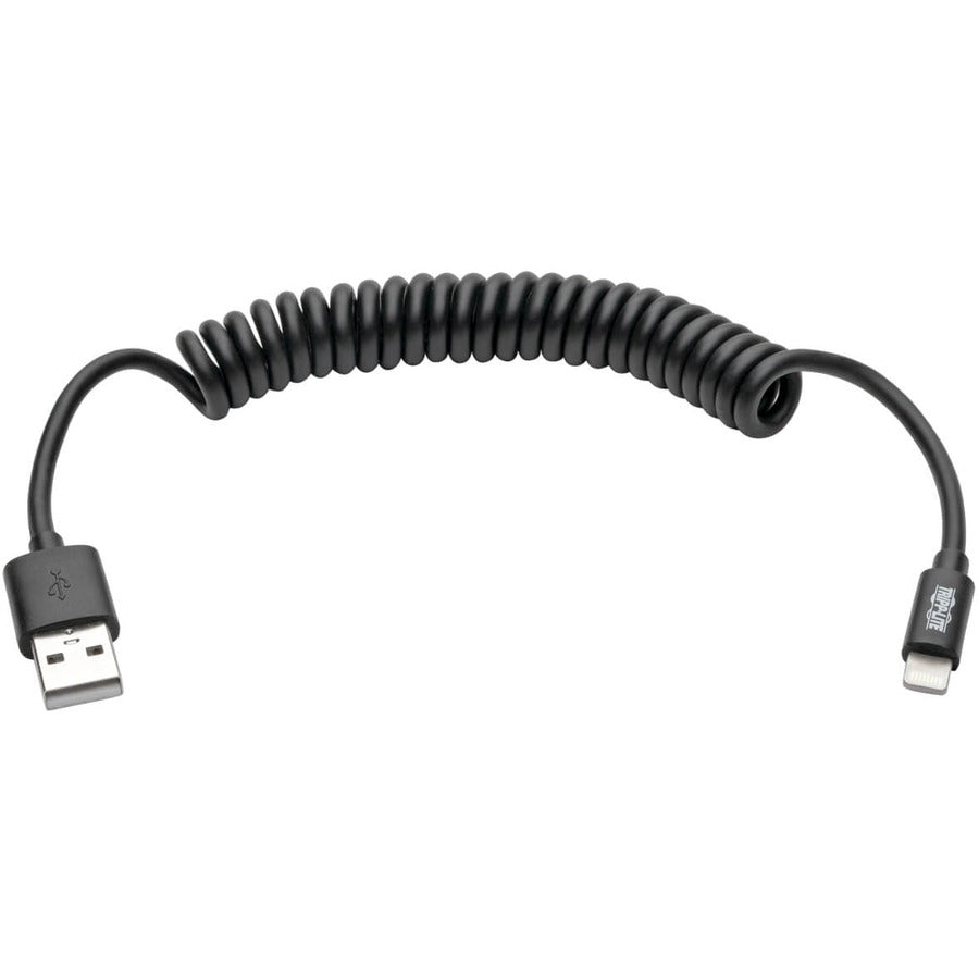 Tripp Lite 4ft Lightning USB/Sync Charge Coiled Cable for Apple Iphone / Ipad Black 4' M100-004COIL-BK