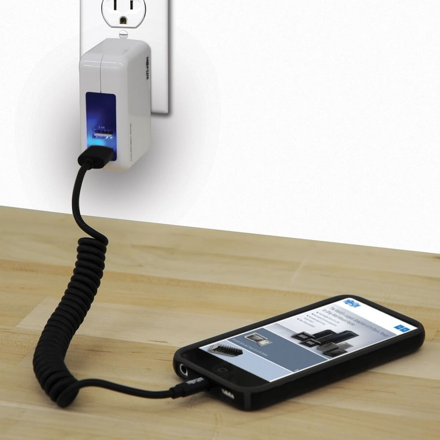 Tripp Lite 4ft Lightning USB/Sync Charge Coiled Cable for Apple Iphone / Ipad Black 4' M100-004COIL-BK