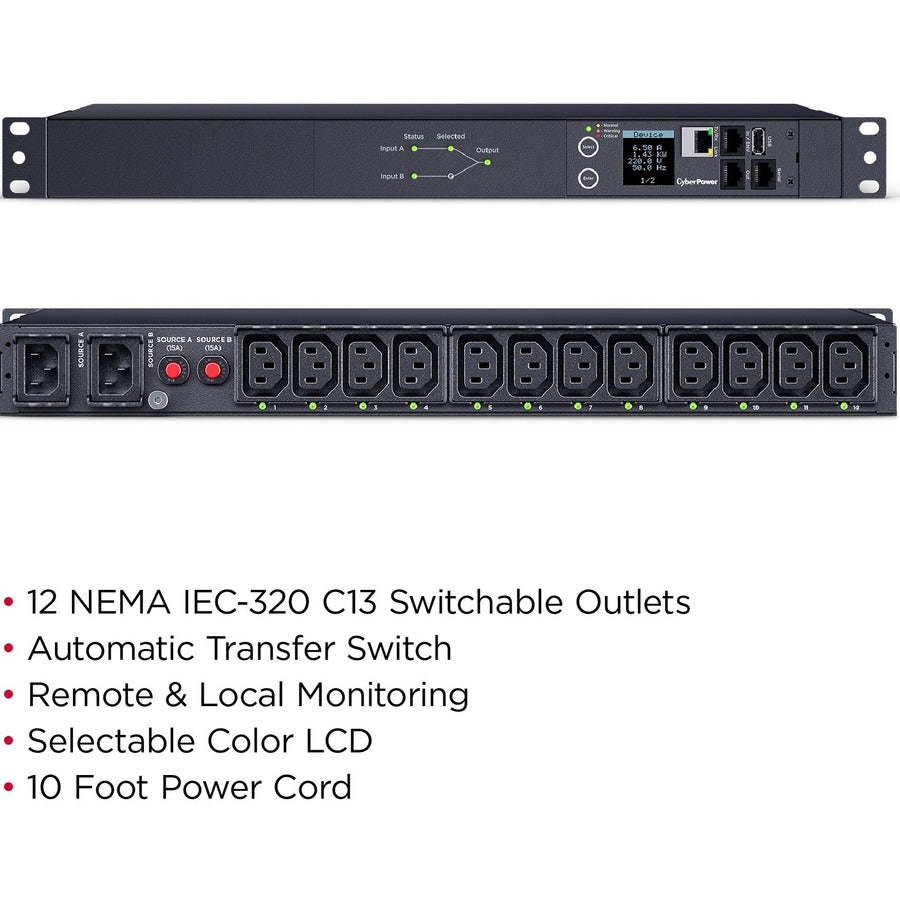 CyberPower Switched ATS PDU PDU44004 12-Outlets PDU PDU44004