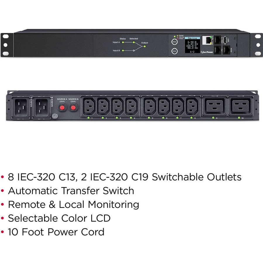 PDU ATS commuté CyberPower PDU44005 PDU 10 prises PDU44005