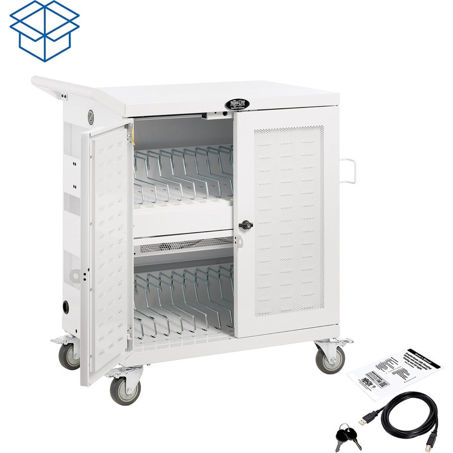 Tripp Lite by Eaton CSC32USBWHG Hospital-Grade 32-Device UV Charging Cart, White CSC32USBWHG