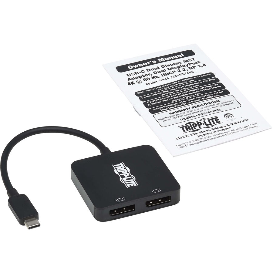 Tripp Lite by Eaton U444-2DP-MST4K6 Adaptateur USB-C, double écran, noir U444-2DP-MST4K6