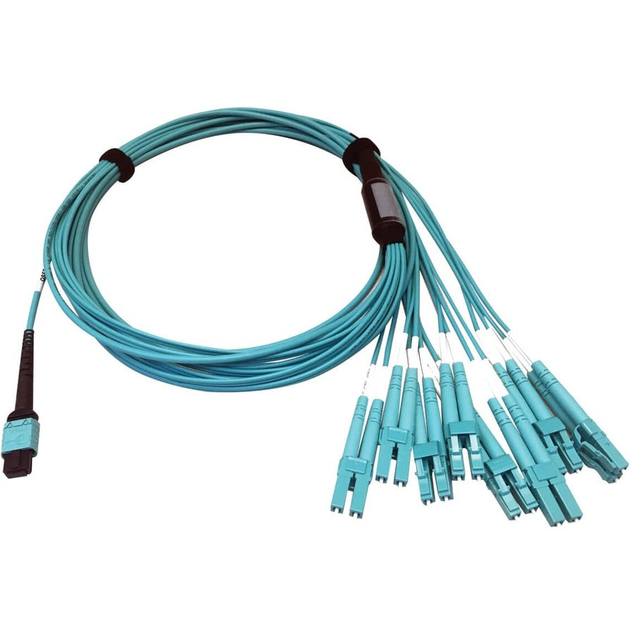 Tripp Lite by Eaton N846D-03M-24CAQ 400G Multimode 50/125 OM4 Fiber Optic Cable, Aqua, 3 m N846D-03M-24CAQ