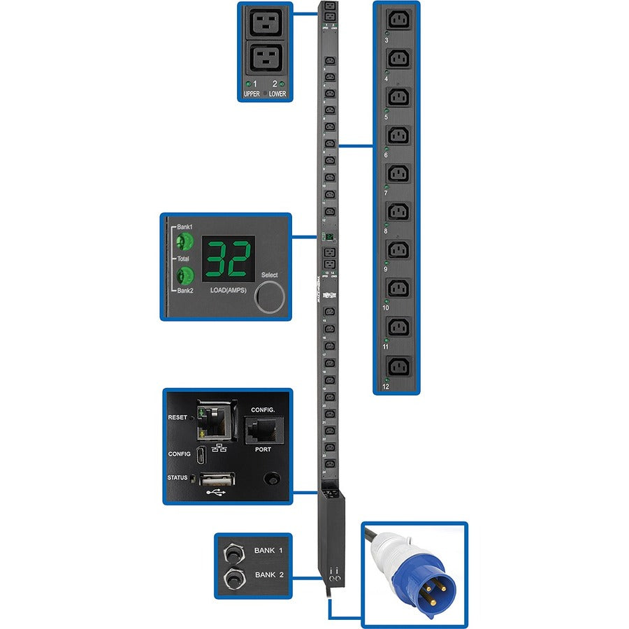 Tripp Lite par Eaton PDUMV32HVNETLX PDU commutée monophasée 7,4 kW PDUMV32HVNETLX