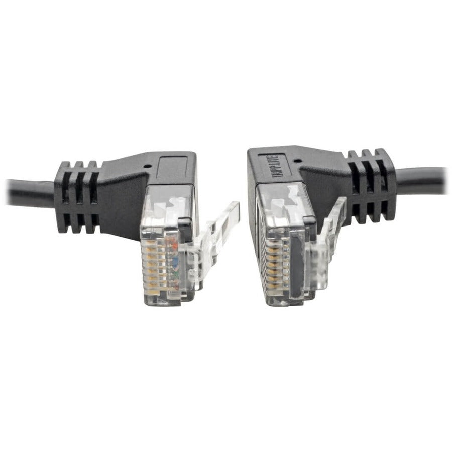 Tripp Lite by Eaton N201-SR1-BK Right-Angle Cat6 UTP Patch Cable - 1 ft., M/M, Slim, Black N201-SR1-BK