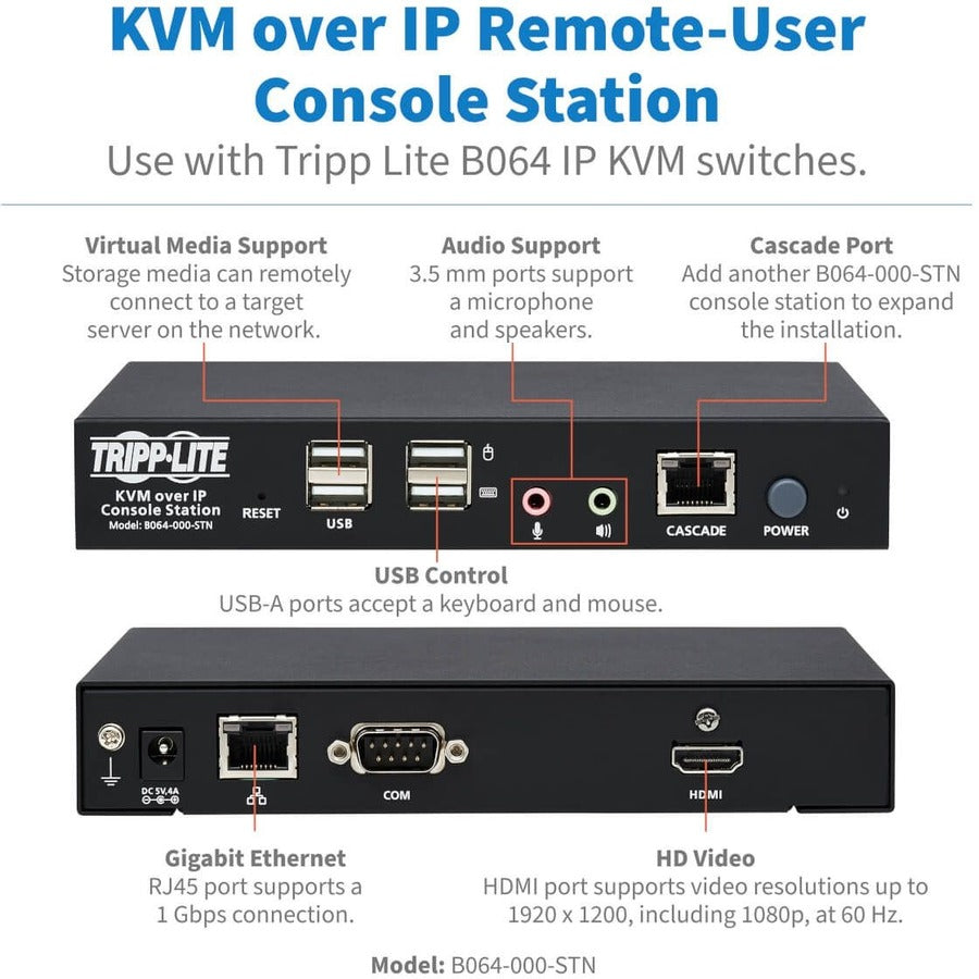 Tripp Lite by Eaton KVM over IP Remote-User Console Station B064-000-STN