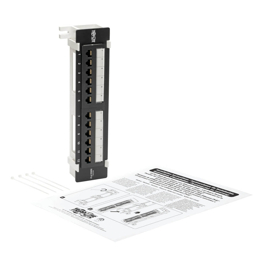 Tripp Lite by Eaton N050-P12 12-Port Wall-Mount Cat5e Patch Panel - PoE+ Compliant N050-P12