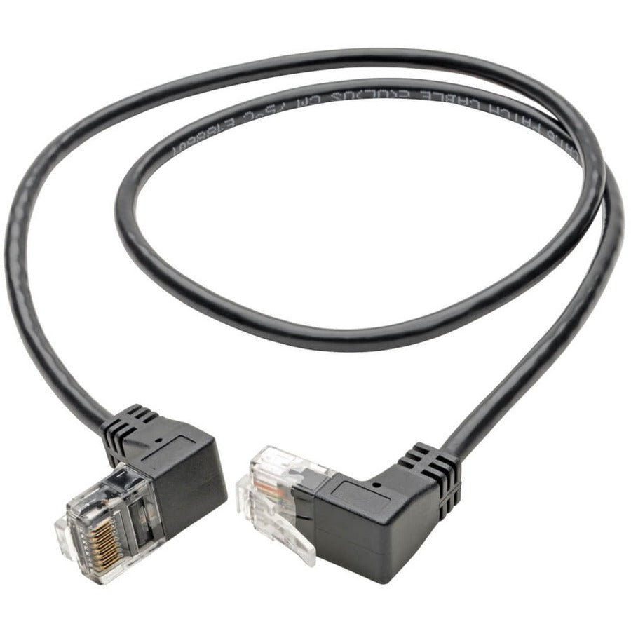 Tripp Lite by Eaton N201-SR2-BK Right-Angle Cat6 UTP Patch Cable - 2 ft., M/M, Slim, Black N201-SR2-BK