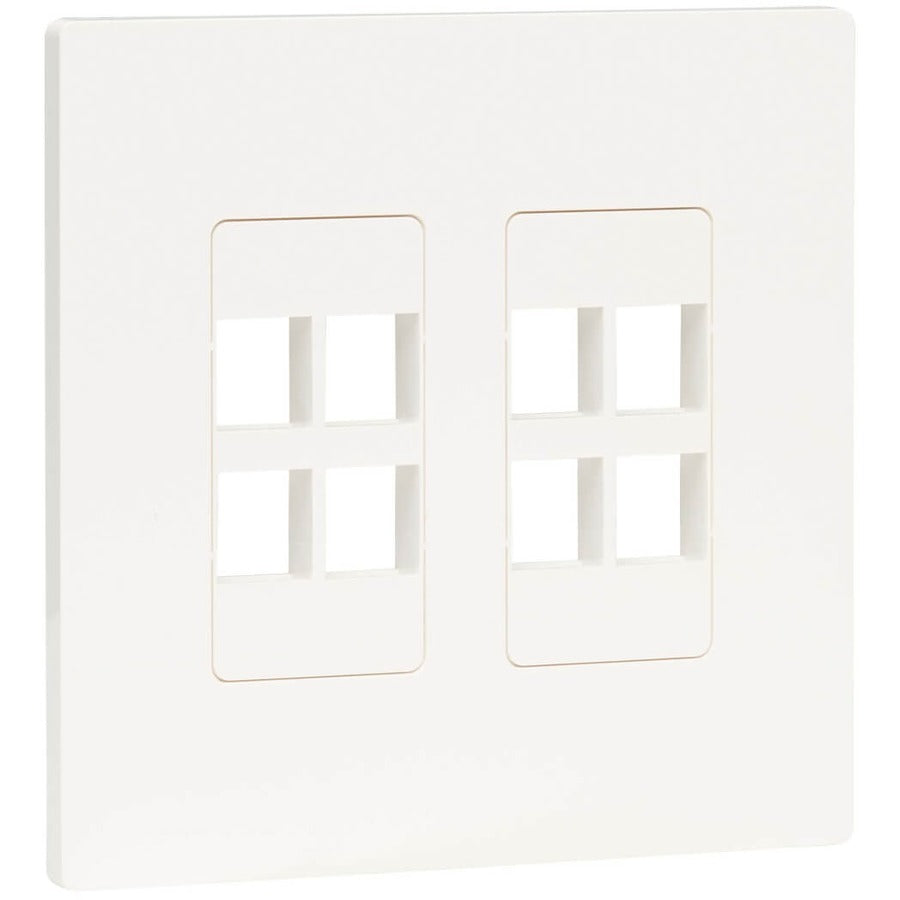 Tripp Lite by Eaton 8-Port Keystone Double-Gang Faceplate, White, TAA N080-208