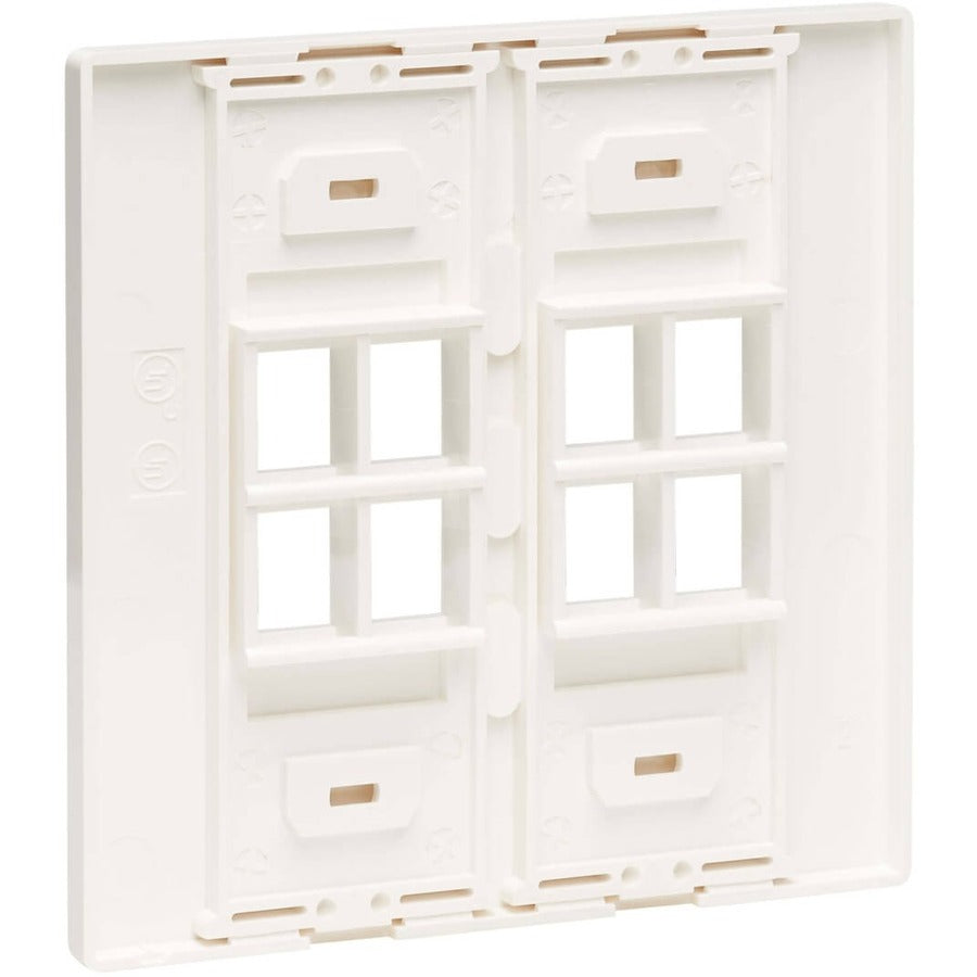 Tripp Lite by Eaton 8-Port Keystone Double-Gang Faceplate, White, TAA N080-208