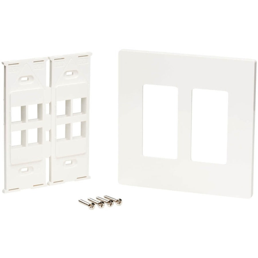 Tripp Lite by Eaton 8-Port Keystone Double-Gang Faceplate, White, TAA N080-208