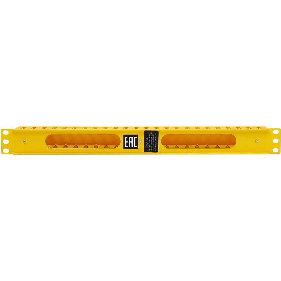 Tripp Lite by Eaton Gestionnaire de câbles horizontal – Conduit de doigt avec couvercle, Jaune, 1U SRCABLEDUCT1UFC