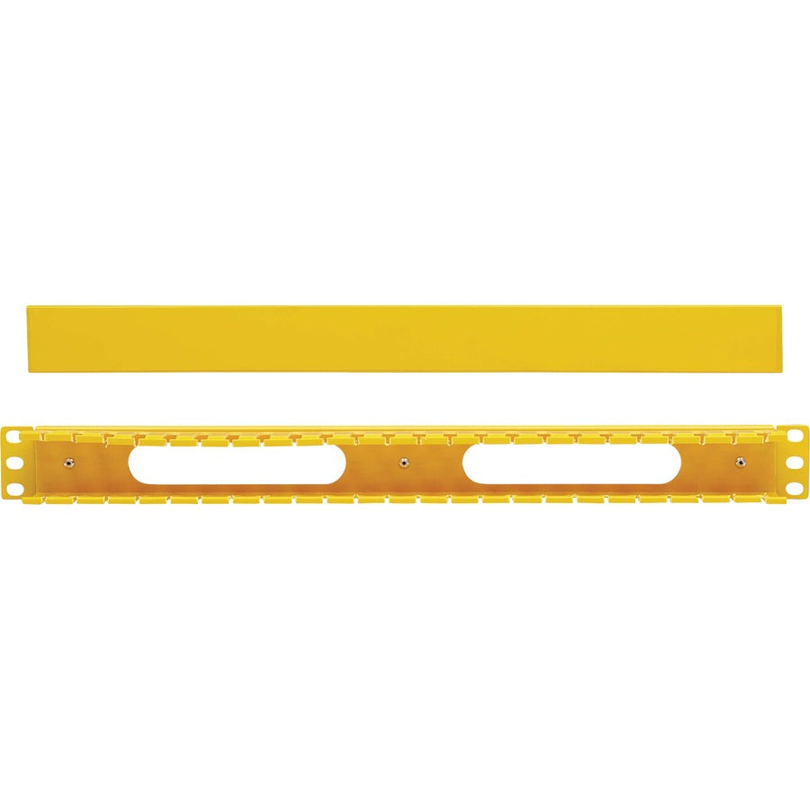 Tripp Lite by Eaton Gestionnaire de câbles horizontal – Conduit de doigt avec couvercle, Jaune, 1U SRCABLEDUCT1UFC