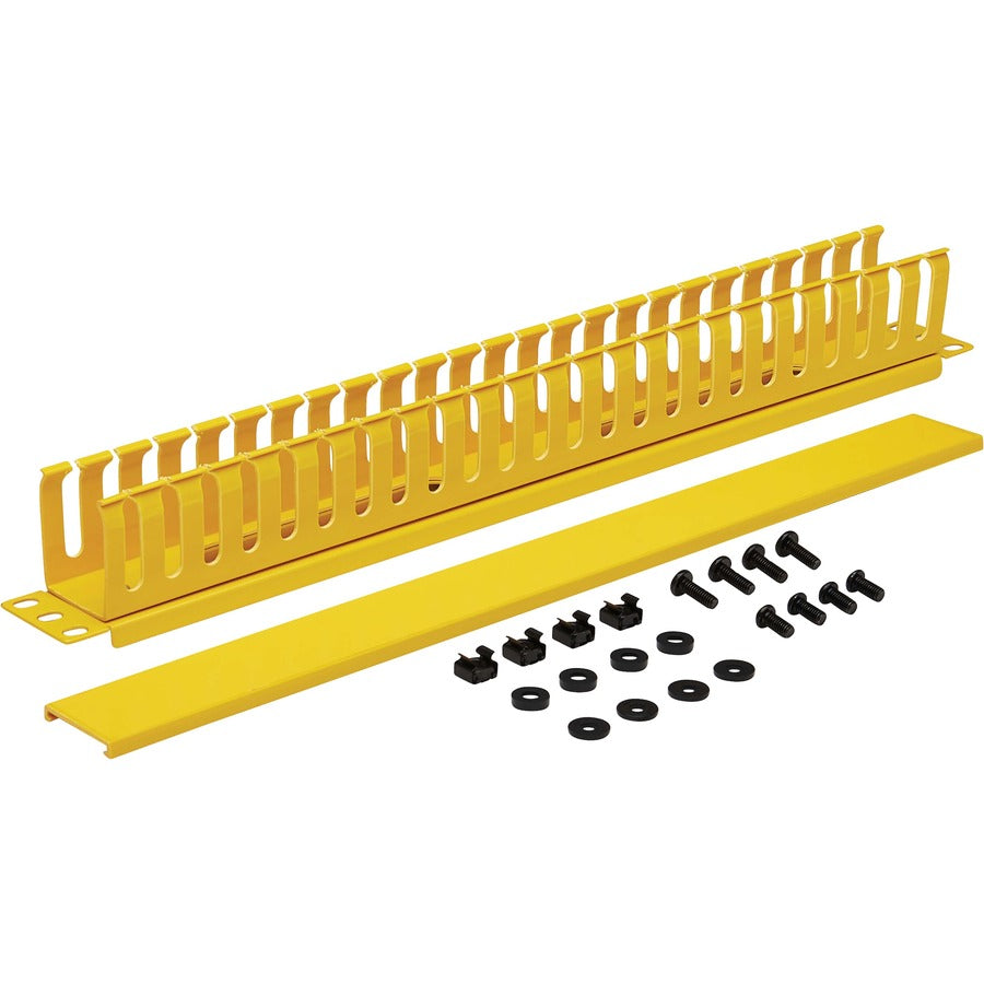 Tripp Lite by Eaton Gestionnaire de câbles horizontal – Conduit de doigt avec couvercle, Jaune, 1U SRCABLEDUCT1UFC