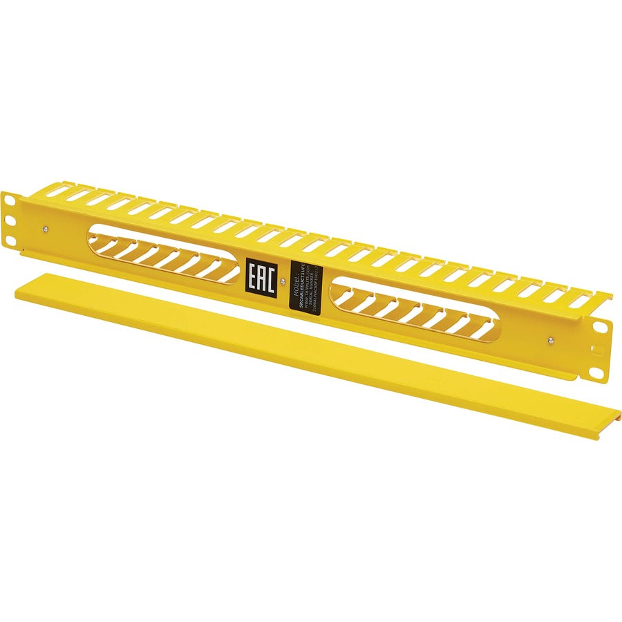 Tripp Lite by Eaton Gestionnaire de câbles horizontal – Conduit de doigt avec couvercle, Jaune, 1U SRCABLEDUCT1UFC